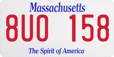 MA license plate 8UO158