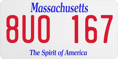 MA license plate 8UO167