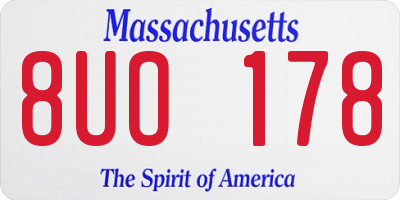 MA license plate 8UO178