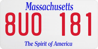 MA license plate 8UO181