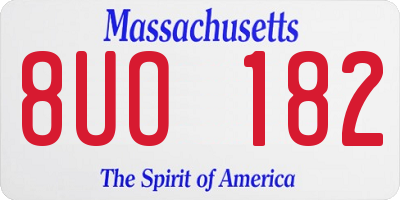 MA license plate 8UO182