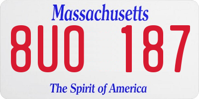 MA license plate 8UO187