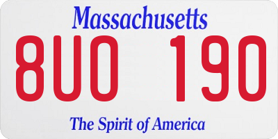 MA license plate 8UO190