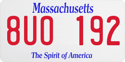 MA license plate 8UO192