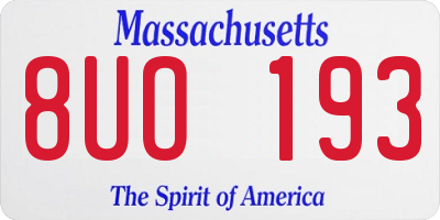 MA license plate 8UO193