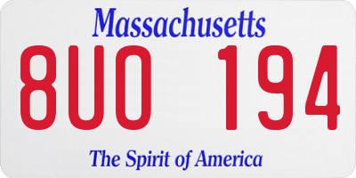 MA license plate 8UO194