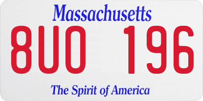 MA license plate 8UO196