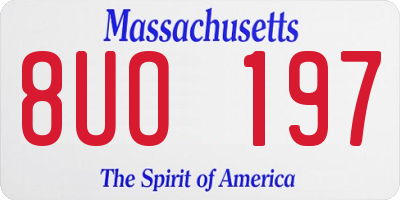 MA license plate 8UO197