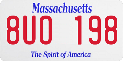 MA license plate 8UO198