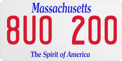 MA license plate 8UO200
