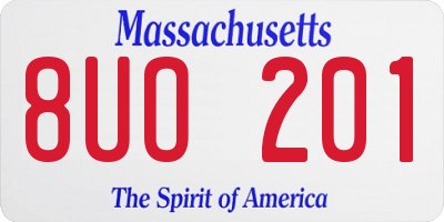 MA license plate 8UO201