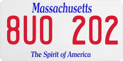 MA license plate 8UO202