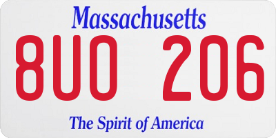 MA license plate 8UO206