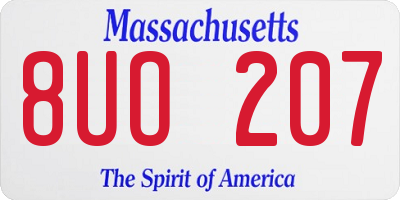MA license plate 8UO207