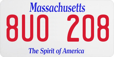 MA license plate 8UO208