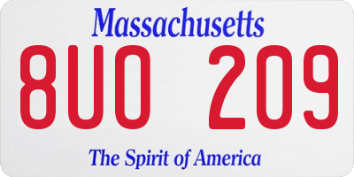 MA license plate 8UO209