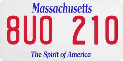 MA license plate 8UO210