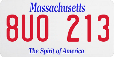 MA license plate 8UO213