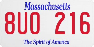 MA license plate 8UO216