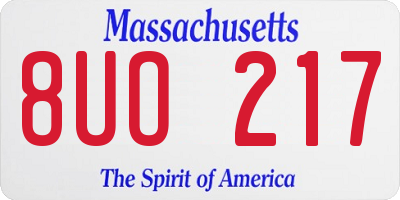 MA license plate 8UO217