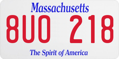 MA license plate 8UO218