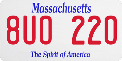 MA license plate 8UO220