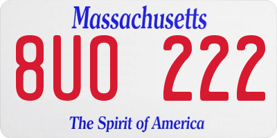 MA license plate 8UO222