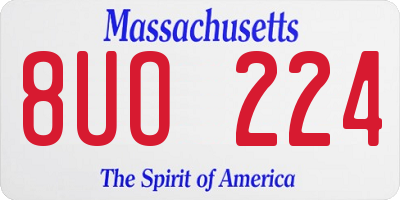 MA license plate 8UO224