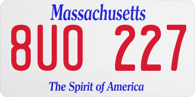 MA license plate 8UO227
