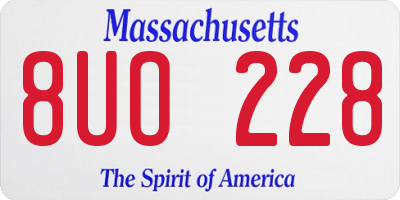 MA license plate 8UO228
