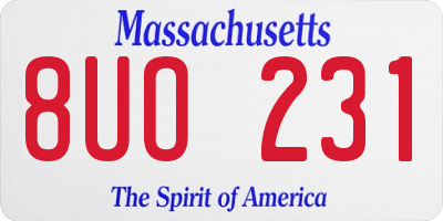MA license plate 8UO231