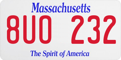 MA license plate 8UO232