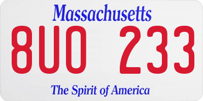 MA license plate 8UO233