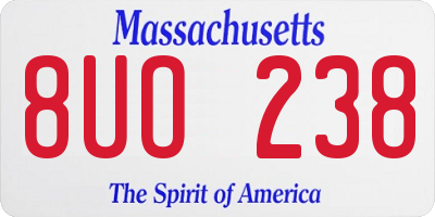 MA license plate 8UO238