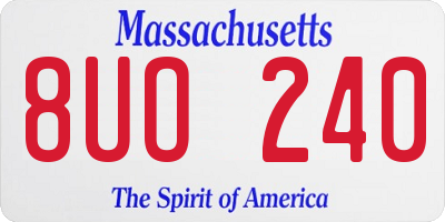 MA license plate 8UO240