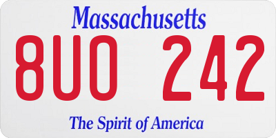 MA license plate 8UO242