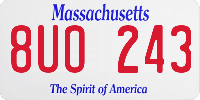 MA license plate 8UO243