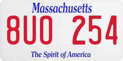 MA license plate 8UO254