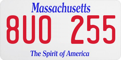MA license plate 8UO255