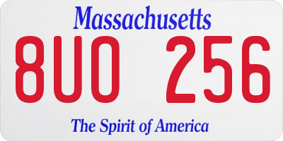 MA license plate 8UO256