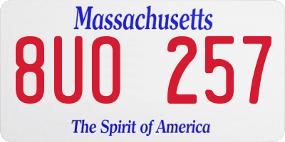 MA license plate 8UO257