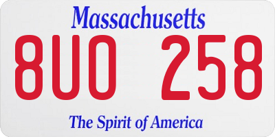 MA license plate 8UO258