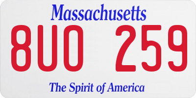 MA license plate 8UO259