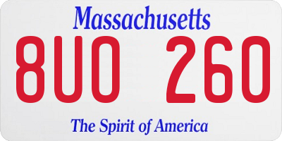 MA license plate 8UO260