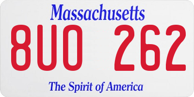MA license plate 8UO262