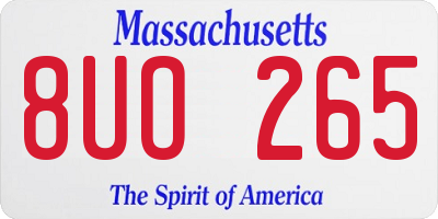 MA license plate 8UO265