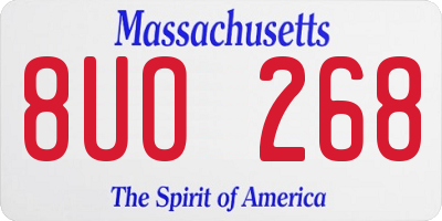 MA license plate 8UO268