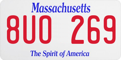 MA license plate 8UO269