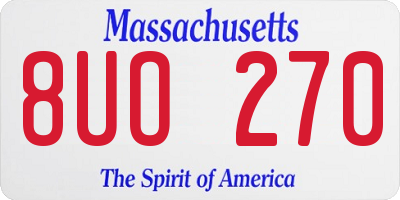 MA license plate 8UO270