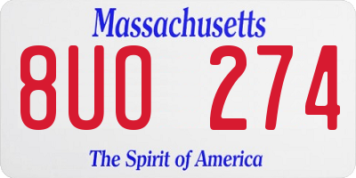 MA license plate 8UO274